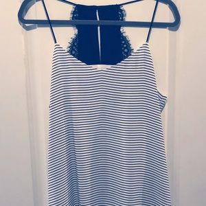 Express Striped with Lace Downtown Cami Tank Top
